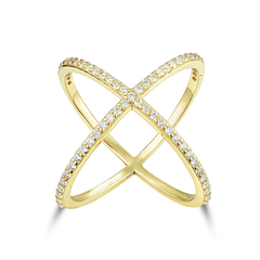Bague en Argent 925 doré Or jaune 18k assemblée d'oxyde de zirconium - Maison Di Giorgio