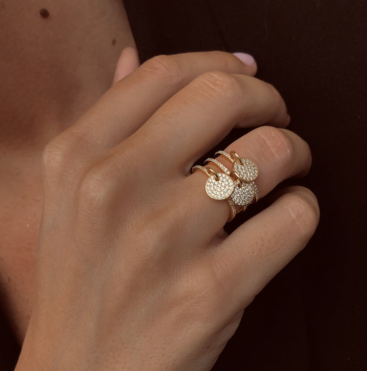 Bague en Argent 925 doré Or jaune 18k assemblée d'oxyde de zirconium - Maison Di Giorgio