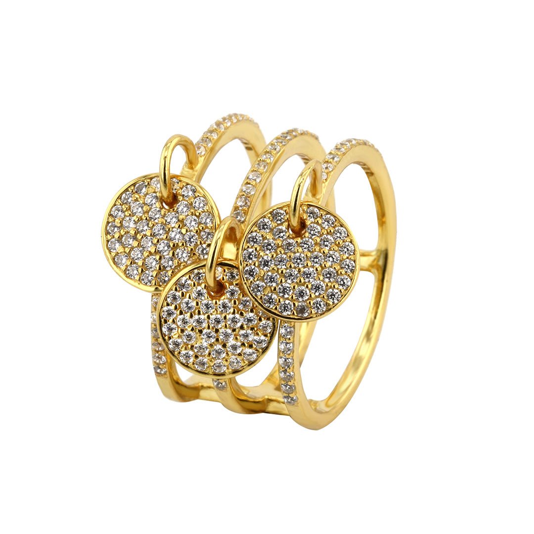 Bague en Argent 925 doré Or jaune 18k assemblée d'oxyde de zirconium - Maison Di Giorgio