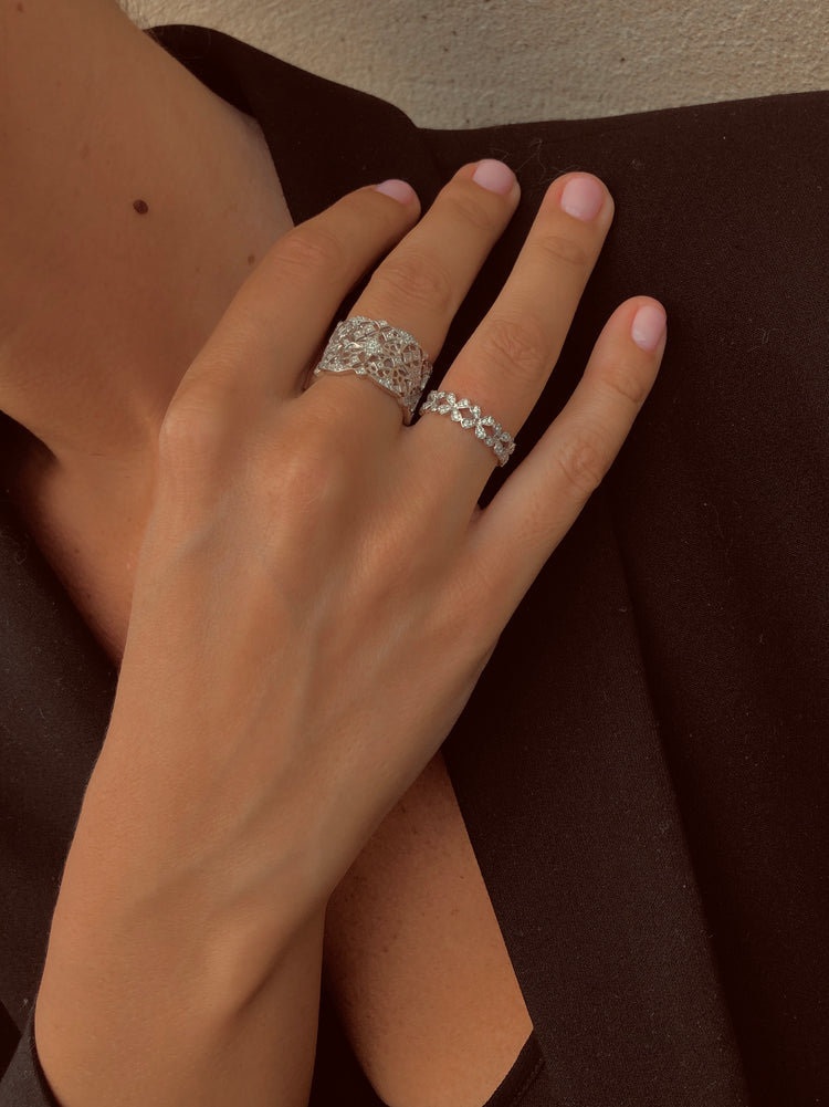 Bague en Argent 925 doré Or jaune 18k assemblée d'Oxyde de zirconium - Maison Di Giorgio