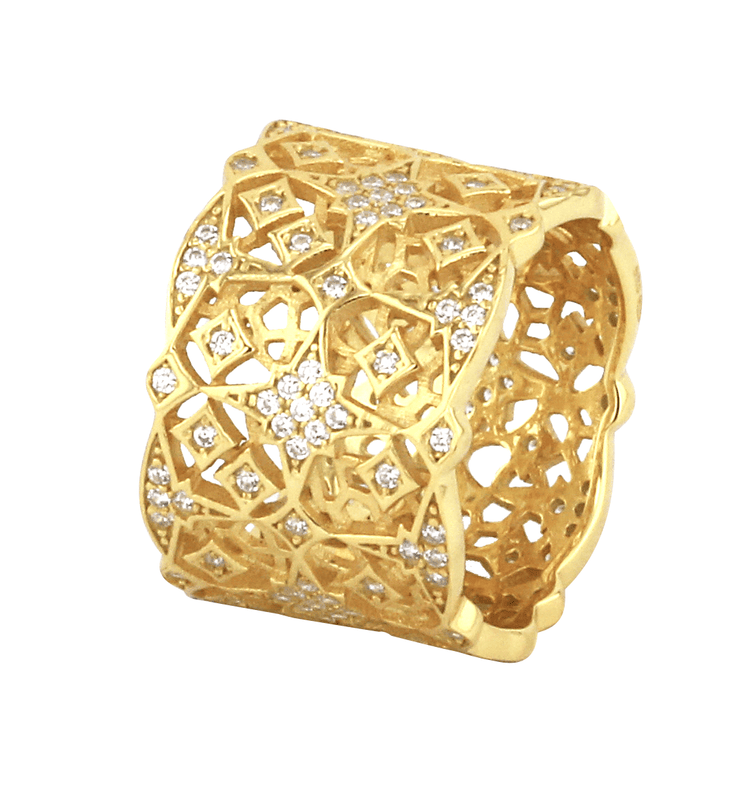 Bague en Argent 925 doré Or jaune 18k assemblée d'Oxyde de zirconium - Maison Di Giorgio