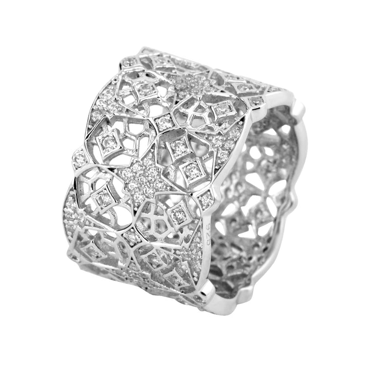 Bague en Argent 925 plaqué Rhodium assemblée d'oxyde de zirconium - Maison Di Giorgio