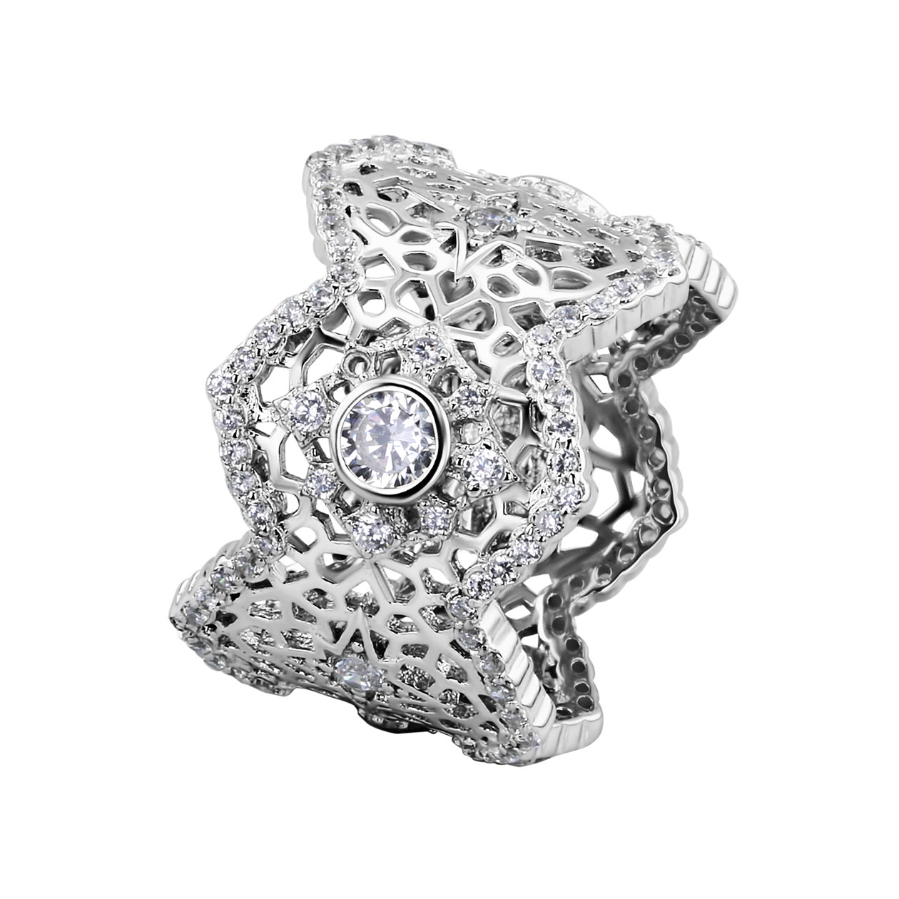 Bague en Argent 925 plaqué Rhodium assemblée d'Oxyde de zirconium - Maison Di Giorgio