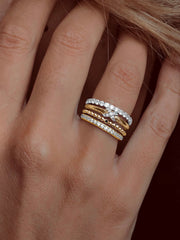 Bague en Argent 925 doré Or jaune 18k assemblée d'oxyde de zirconium - Maison Di Giorgio