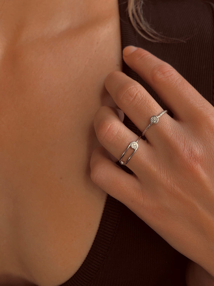Bague en Argent 925 plaqué Rhodium assemblée de Diamant GHS - I - Maison Di Giorgio