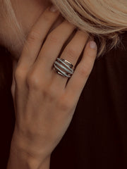 Bague en Argent 925 plaqué Rhodium assemblée d'Oxyde de zirconium - Maison Di Giorgio