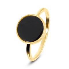 Bague en Argent 925 doré Or jaune 18k assemblée d'Onyx noir - Maison Di Giorgio