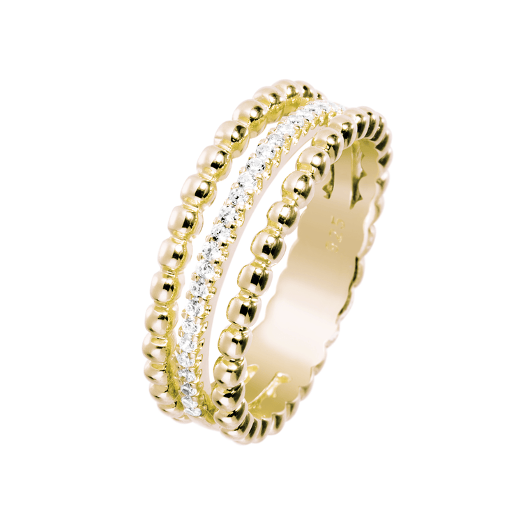 Bague en Argent 925 doré Or jaune 18k assemblée d'oxyde de zirconium - Maison Di Giorgio