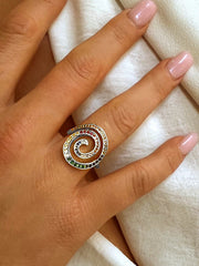 Bague en Argent 925 plaqué Rhodium assemblée d'oxyde de zirconium - Maison Di Giorgio