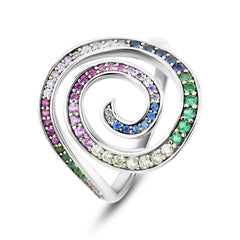 Bague en Argent 925 plaqué Rhodium assemblée d'oxyde de zirconium - Maison Di Giorgio