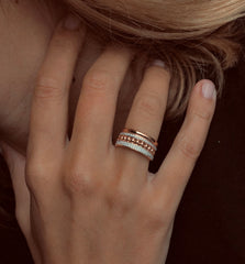 Bague en Argent 925 doré Or rose 18k assemblée d'oxyde de zirconium - Maison Di Giorgio
