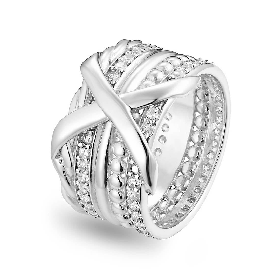 Bague en Argent 925 plaqué Rhodium assemblée d'oxyde de zirconium - Maison Di Giorgio