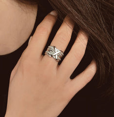 Bague en Argent 925 plaqué Rhodium assemblée d'oxyde de zirconium - Maison Di Giorgio