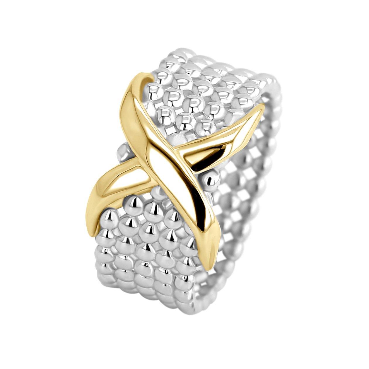 Bague en Argent 925 plaqué Rhodium et Or jaune 18k - Maison Di Giorgio