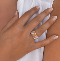 Bague en Argent 925 plaqué Rhodium et Or jaune 18k - Maison Di Giorgio