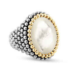 Bague en Argent 925 plaqué Rhodium et Or jaune 18k assemblée de Nacre - Maison Di Giorgio