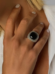 Bague en Argent 925 assemblée d'Onyx noir - Maison Di Giorgio