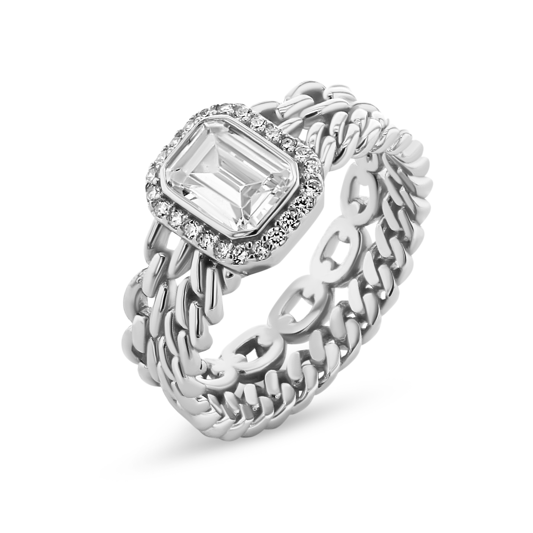 Bague en Argent 925 assemblée d'oxyde de zirconium blanc - Maison Di Giorgio