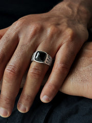 Bague en Argent 925 assemblée d'Onyx noir - Maison Di Giorgio