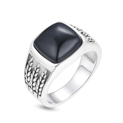 Bague en Argent 925 assemblée d'Onyx noir - Maison Di Giorgio