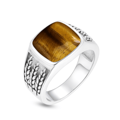 Bague en Argent 925 assemblée d'Oeil de tigre - Maison Di Giorgio