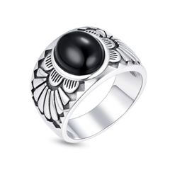Bague en Argent 925 assemblée d'Onyx noir - Maison Di Giorgio