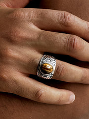 Bague en Argent 925 assemblée de Oeil de tigre - Maison Di Giorgio