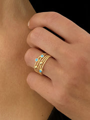 Bague en Argent 925 doré Or jaune 18k assemblée de Turquoise - Maison Di Giorgio
