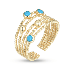 Bague en Argent 925 doré Or jaune 18k assemblée de Turquoise - Maison Di Giorgio