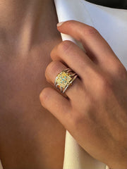 Bague en Argent 925 plaqué Or jaune 18k assemblée d'Émeraude - Maison Di Giorgio