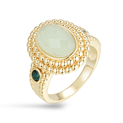 Bague en Argent 925 doré Or jaune 18k assemblée de Quartz vert clair, Émeraude et Oxyde de zirconium - Maison Di Giorgio