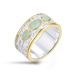 Bague en Argent 925 partiellement doré Or jaune 18k assemblée de Quartz vert - Maison Di Giorgio