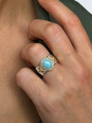 Bague en Argent 925 partiellement doré Or jaune 18k assemblée de Amazonite - Maison Di Giorgio