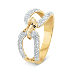 Bague en Argent 925 plaqué Or jaune 18k et Argent assemblée d'oxyde de zirconium blanc et noir - Maison Di Giorgio