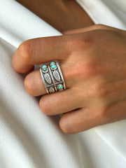 Bague en Argent 925 oxydé assemblée de Turquoise - Maison Di Giorgio