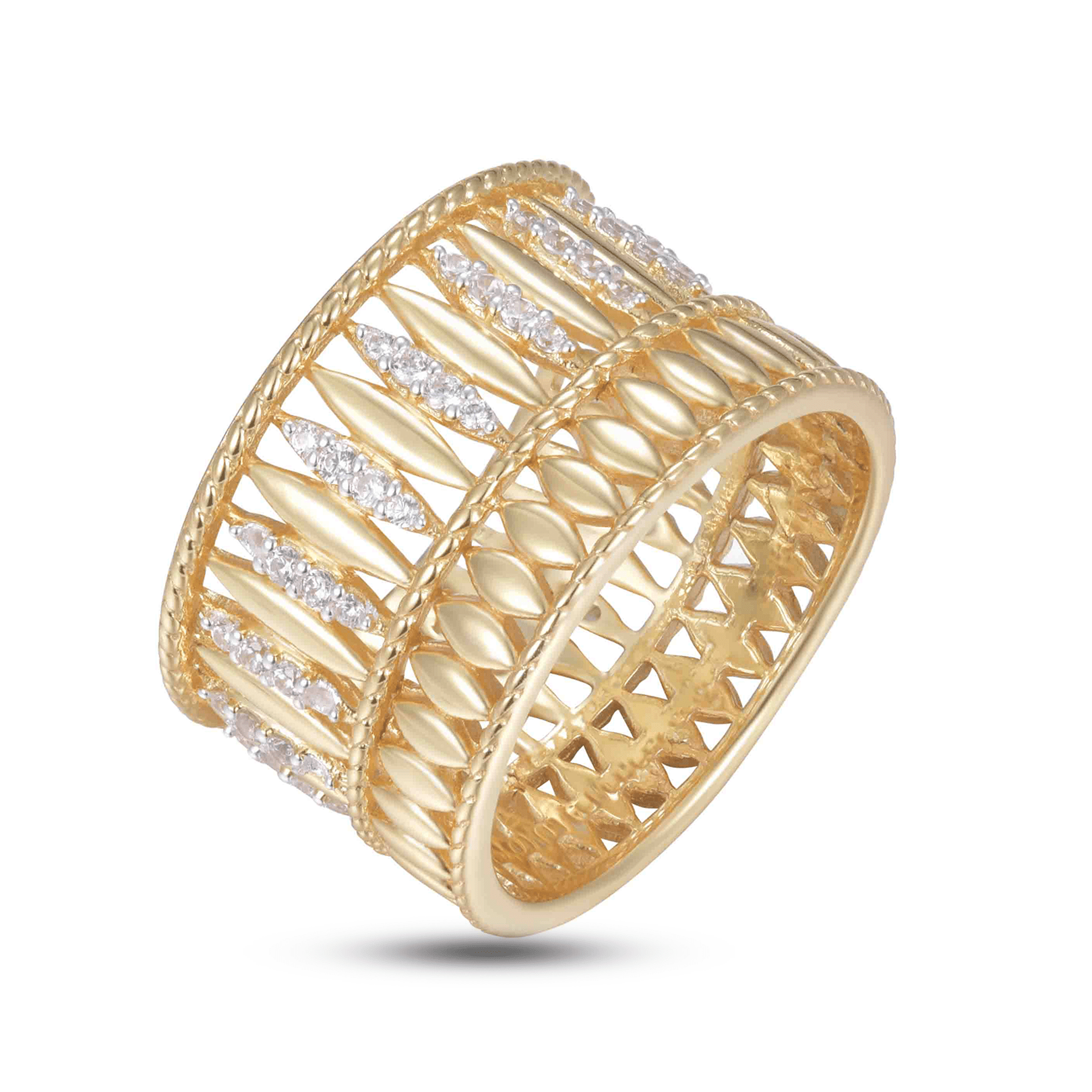 Bague en Argent 925 doré Or jaune 18k assemblée d'Oxyde de zirconium - Maison Di Giorgio