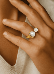 Bague en Argent 925 doré Or jaune 18k assemblée de Nacre - Maison Di Giorgio