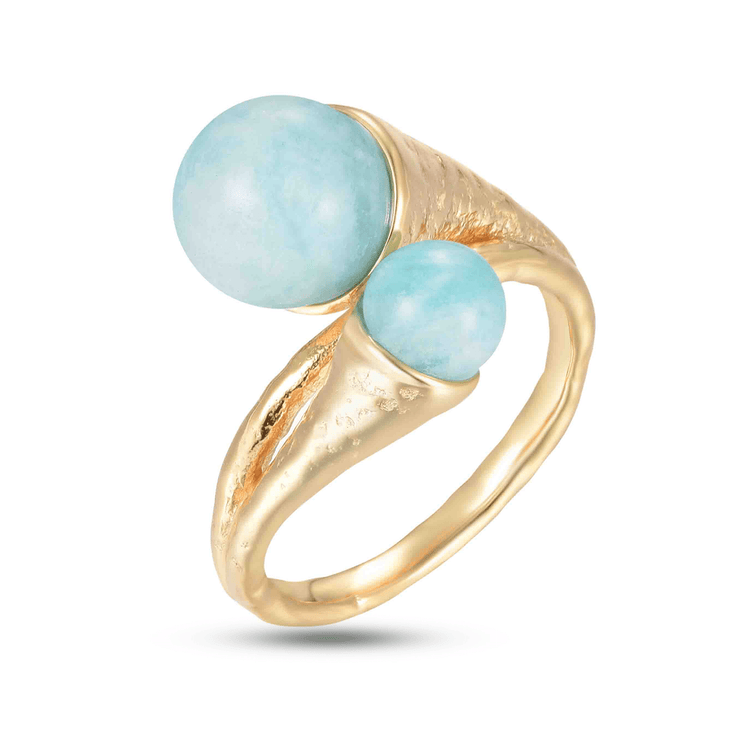 Bague en Argent 925 doré Or jaune 18k assemblée d'Amazonite - Maison Di Giorgio