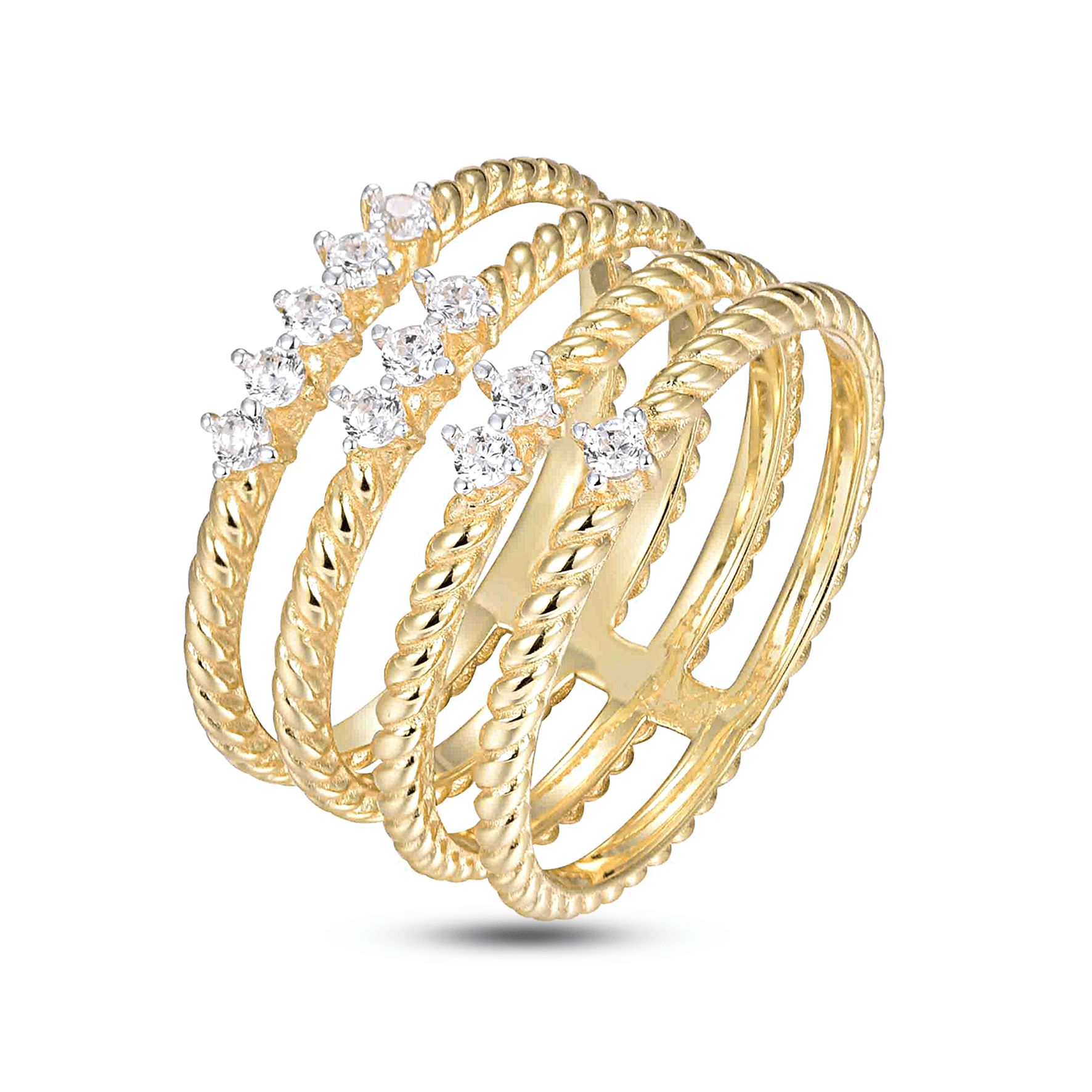 Bague en Argent 925 doré Or jaune 18k et Argent assemblée d'Oxyde de zirconium - Maison Di Giorgio