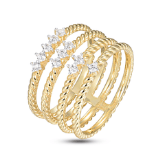 Bague en Argent 925 doré Or jaune 18k et Argent assemblée d'Oxyde de zirconium - Maison Di Giorgio