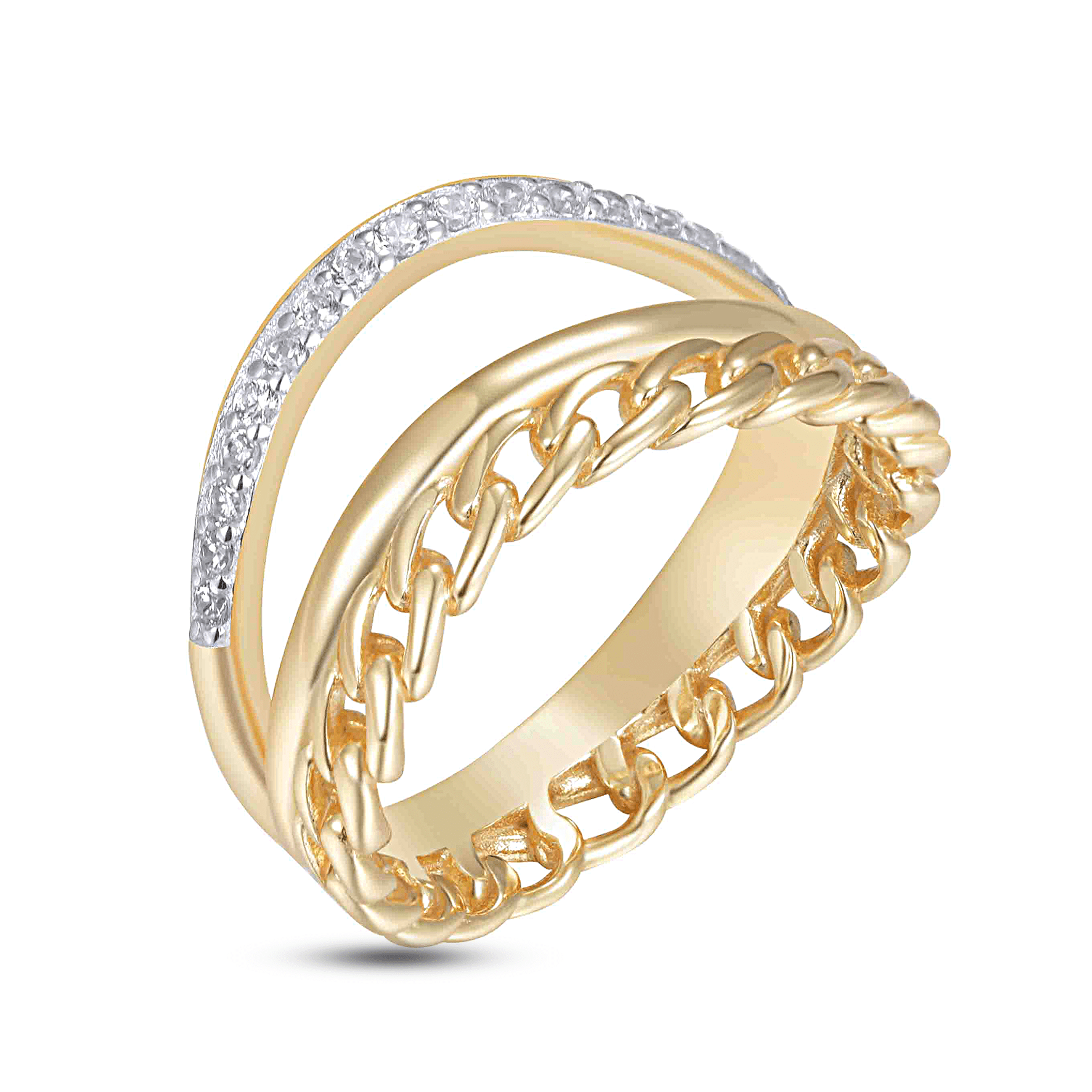 Bague en Argent 925 doré Or jaune 18k assemblée d'Oxyde de zirconium - Maison Di Giorgio