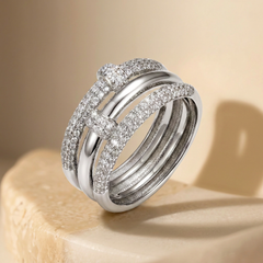 Bague Argentée assemblée d'Oxyde de zirconium