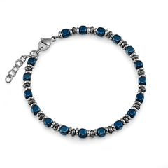 Bracelet en acier inoxydable plaqué Argent assemblé de hématite - Maison Di Giorgio