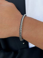 Bracelet nylon et acier inoxydable plaqué Argent - Maison Di Giorgio