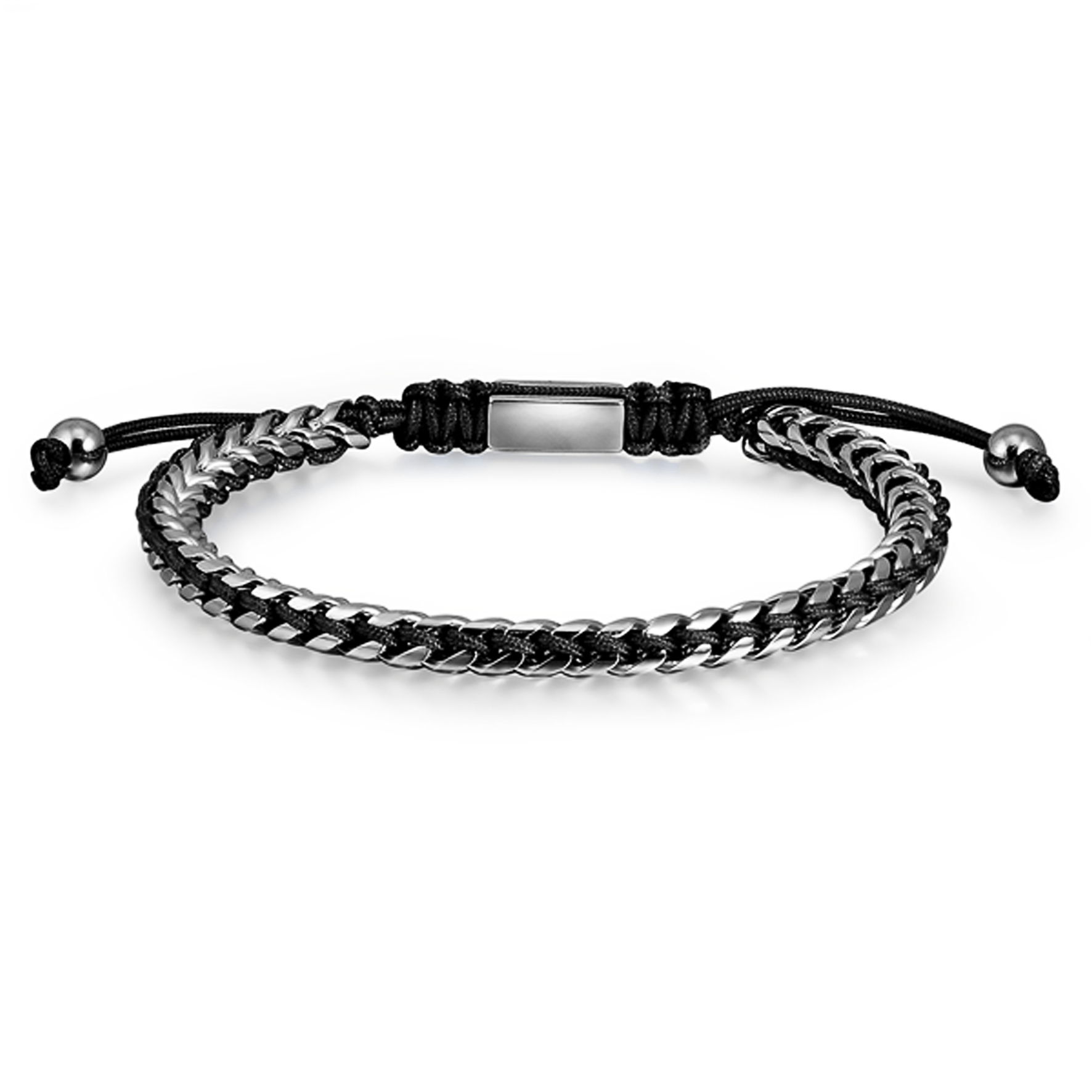 Bracelet nylon et acier inoxydable plaqué Argent - Maison Di Giorgio