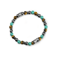 Bracelet en acier inoxydable plaqué argent assemblé de perles naturelles - Maison Di Giorgio