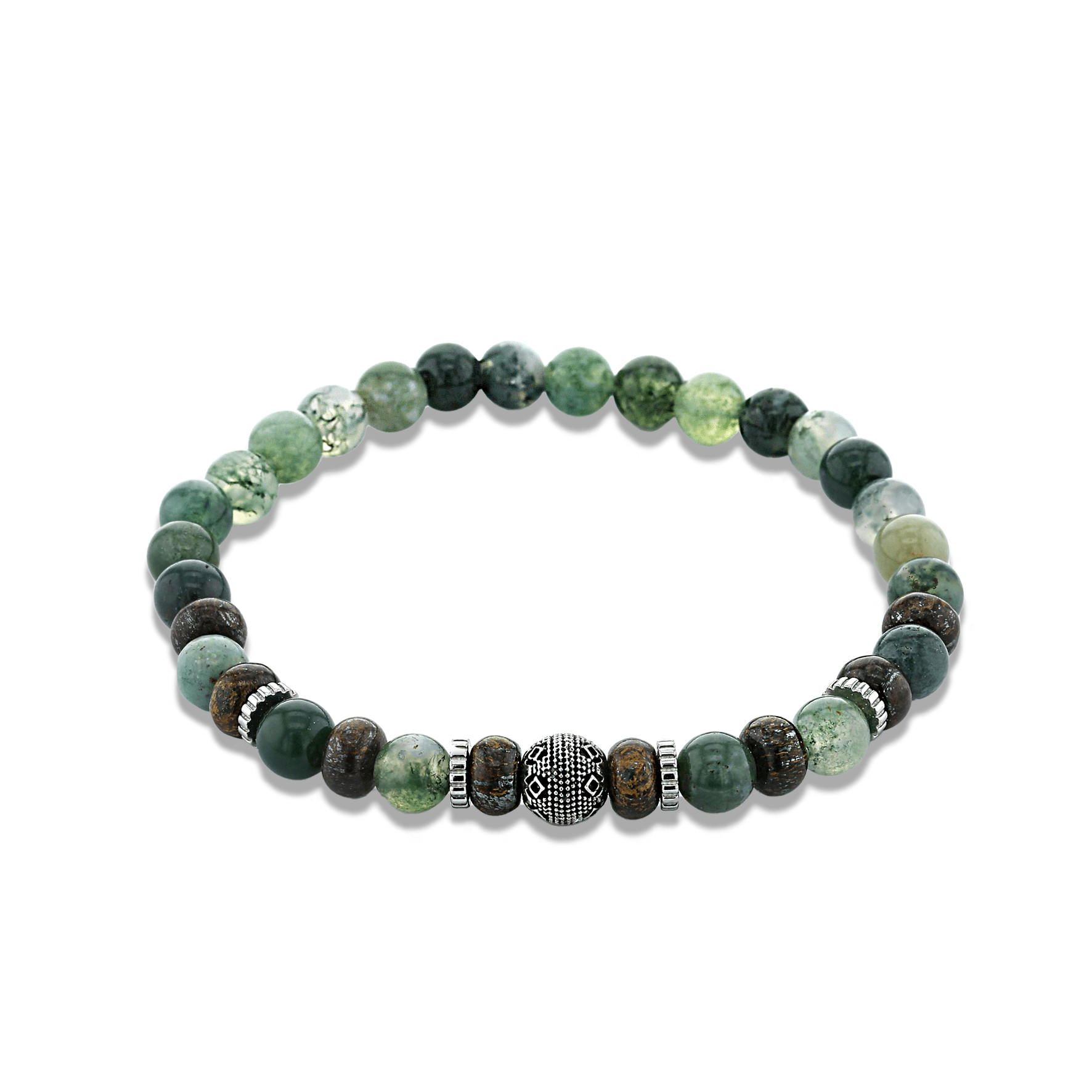 Bracelet assemblé de perles naturelles et d'acier inoxydable plaqué Argent - Maison Di Giorgio