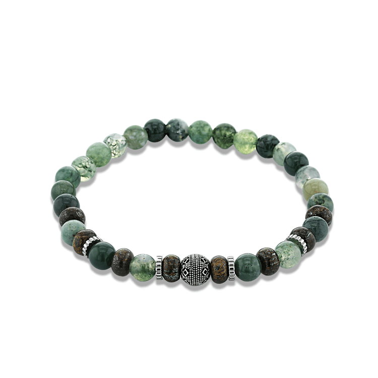 Bracelet assemblé de perles naturelles et d'acier inoxydable plaqué Argent - Maison Di Giorgio