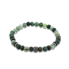 Bracelet assemblé de perles naturelles et d'acier inoxydable plaqué Argent - Maison Di Giorgio