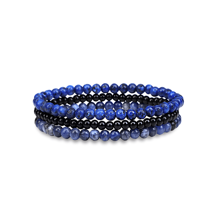 Bracelet perles assemblé de pierre bleue naturelle - Maison Di Giorgio